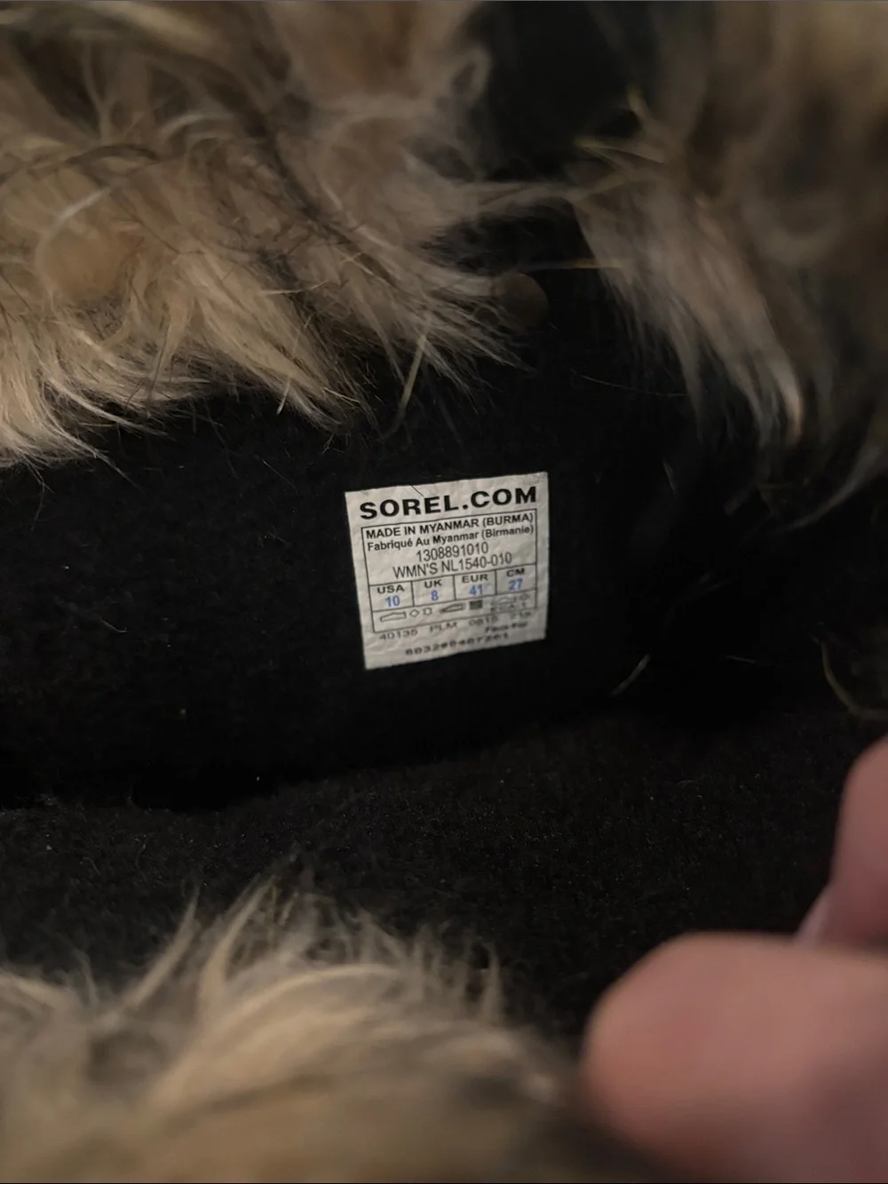 Sorel Women's Black and Tan Faux-Fur Lace-Up Winter Boots